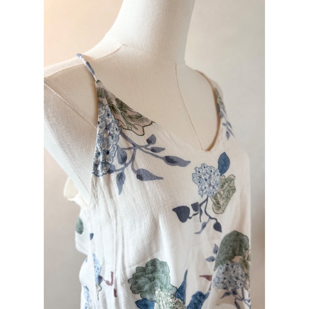 Mahina Hawaii Lahaina Women's Floral Linen Camisole Tank Sz M Vacation‎ Resort